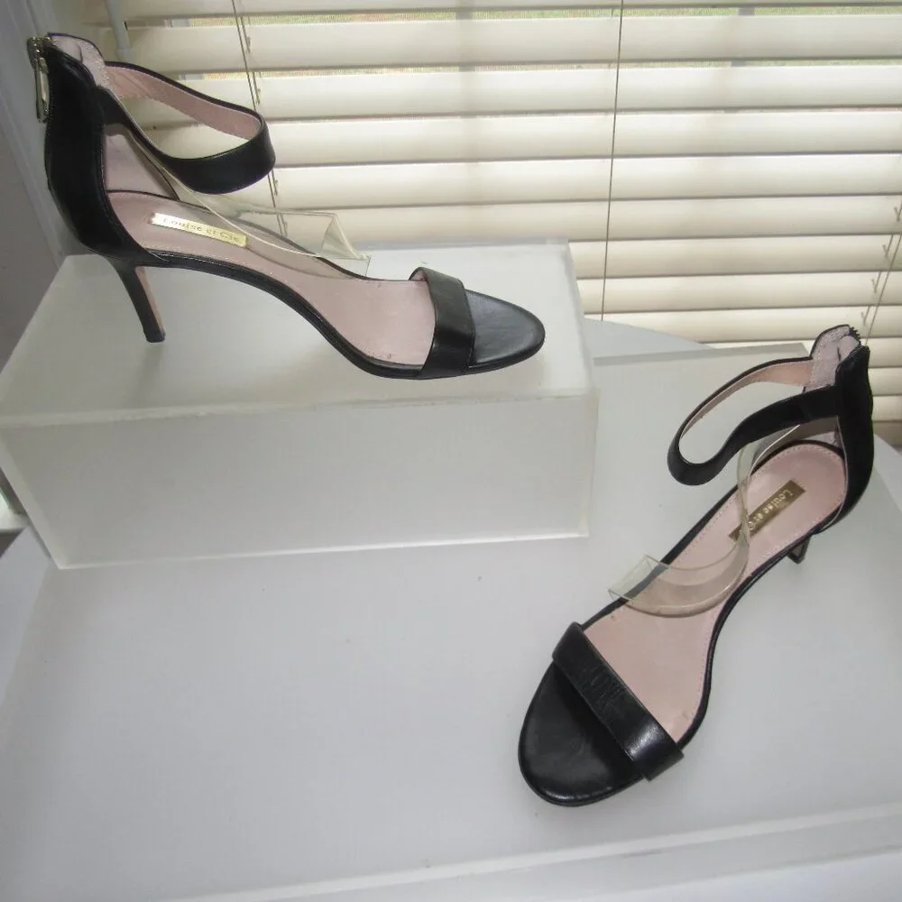 LOUISE ET CIE Hallia Minimalist Open Toe Chic Black Sandals Size 7M